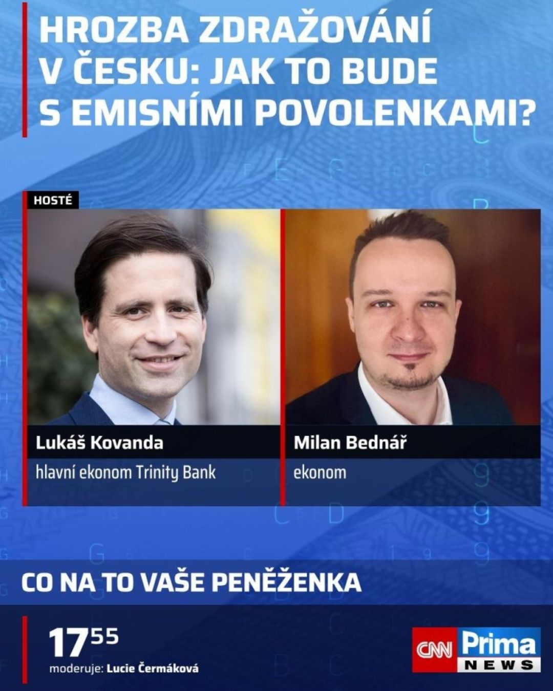 Milan Bednář komentoval dopady rozšiřování systému emisních povolenek v pořadu CNN Prima NEWS